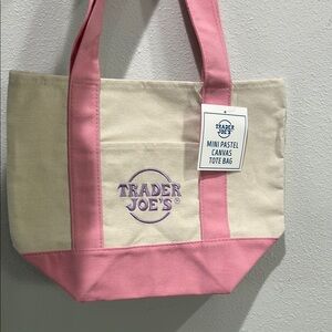 Pink and Cream Canvas Tote Bag